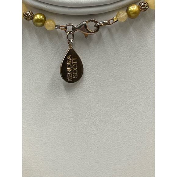 Kendra Scott Vintage Yellow Quartz Stone Graduated Beaded Necklace 925 clasp - Picture 5 of 12